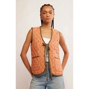 Free People Claudine Quilted Floral Gilet Vest Size Small Excellent Condition